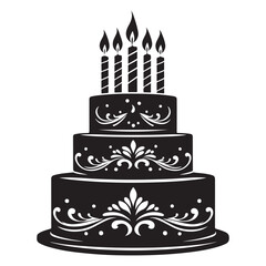 birthday Cake Silhouette Vector Illustration, Symbol, Pictogram, Apps, Website, Art Illustration