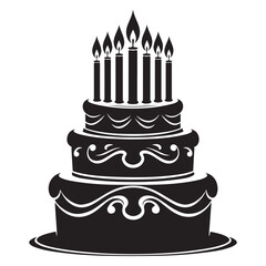 birthday Cake Silhouette Vector Illustration, Symbol, Pictogram, Apps, Website, Art Illustration