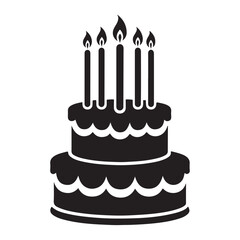 birthday Cake Silhouette Vector Illustration, Symbol, Pictogram, Apps, Website, Art Illustration