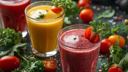 Smoothies with vegetables. Sports nutrition.