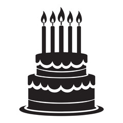 birthday Cake Silhouette Vector Illustration, Symbol, Pictogram, Apps, Website, Art Illustration