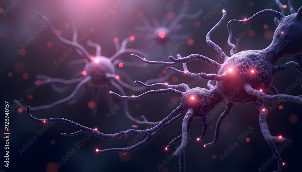 Wall mural glowing neural network with intricate branching structures and bright nodes against a dark backgroun