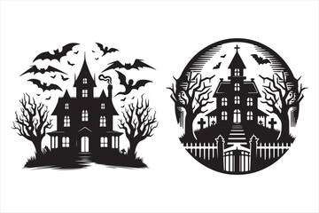 Haunted house vector silhouette