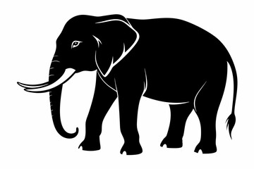 Asian elephant silhouette black vector illustration