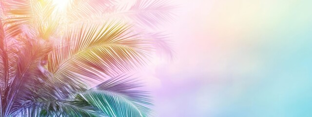 Summer palm beach tree coconut holiday sea background island sand. Beach vacation summer palm green 3D plant sky white illustration blue sun abstract product pattern nature water creative leaf purple.