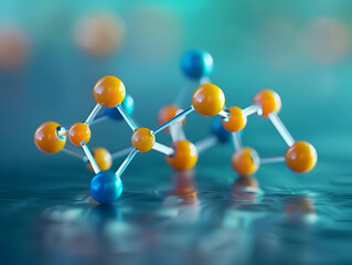 Obraz premium Abstract Structure Background of Molecule Or Atom, molecular structure, structural chemical formula with atoms