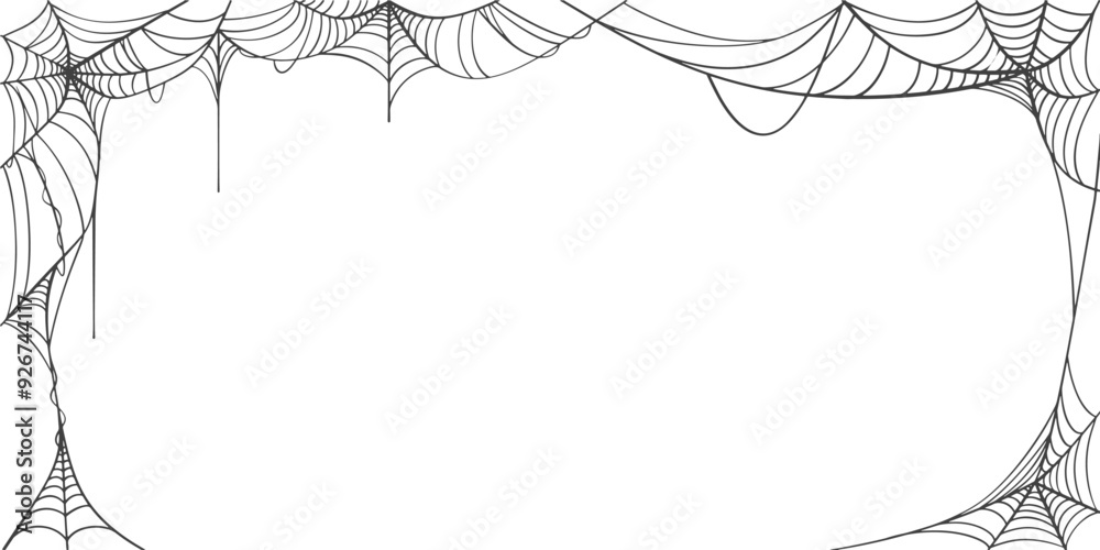 Poster illustration of a spider web halloween frame, spider web vector eps