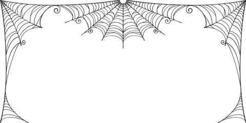 illustration of a spider web halloween frame, spider web vector eps