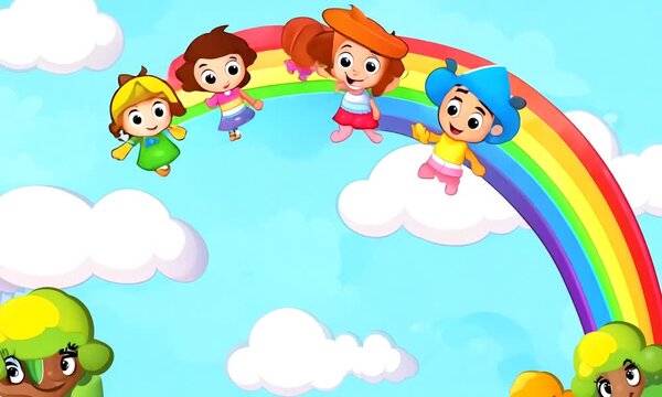 Colorful rainbow in cartoon style. Generative ai