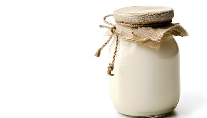 Jar of milk, isolated on white background
