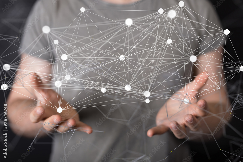 Aufkleber Neural network concept. Connected cells with links. - neural network exposure digital
