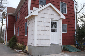 house under construction in North America in winter