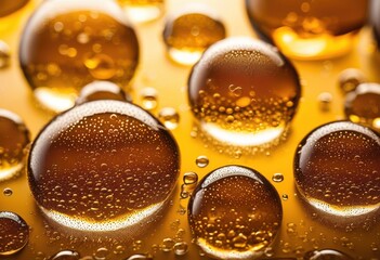 close view foamy beer bubbles glass capturing texture clarity beverage, amber, ale, alcohol, beaded, chilled, condensation, craft, creamy, carbonation