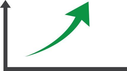 Green Arrow Going Up Graph Icon. Diagram, Market, Growth, Trend Design Vector Illustration Stroke.