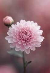 Fototapeta premium Delicate pink flower blooms in soft sunlight during spring in a garden
