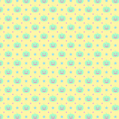 Colorful Pastel Halloween Jack O Lantern Spooky Festive Samhain Trick Or Treat Hallows Eve Design 398