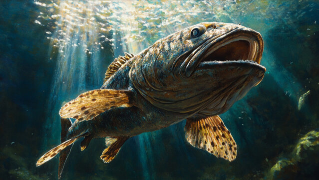wide shot of a lingcod