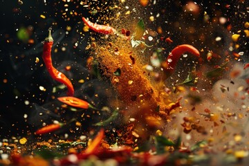 Spices Flying Through the Air