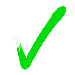 Vector checkmark painted with a green brush Green rounded check mark icon © Roman