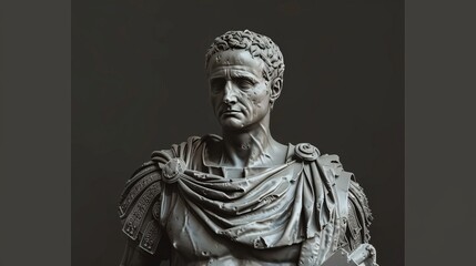 Realistic photograph capturing intricate lifelike details of julius caesar statue