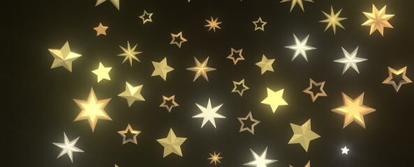 golden stars - 3d