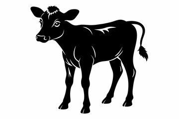  Calf outline silhouette black vector art illustration