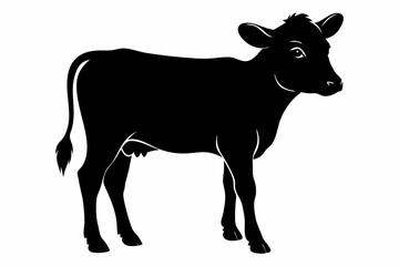  Calf outline silhouette black vector art illustration