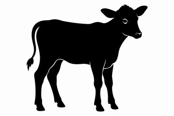  Calf outline silhouette black vector art illustration