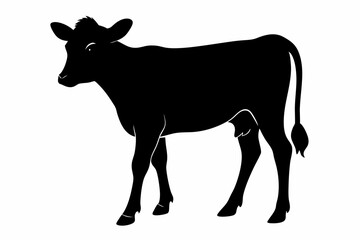  Calf outline silhouette black vector art illustration