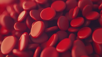 A close-up of red blood cells.