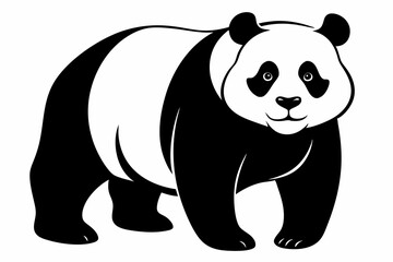 Giant panda silhouette black vector art illustration