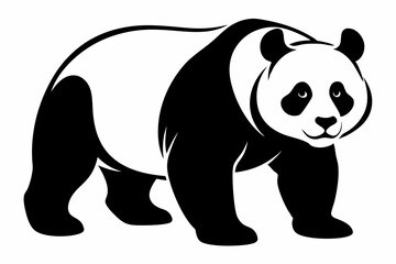  Giant panda silhouette black vector art illustration