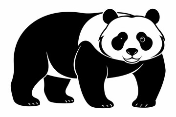 Giant panda silhouette black vector art illustration