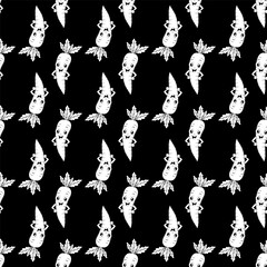 Fototapeta premium Seamless pattern with fun carrots. A pattern featuring contoured carrots.black background