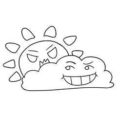 cloudy weather illustration hand drawn outline vector