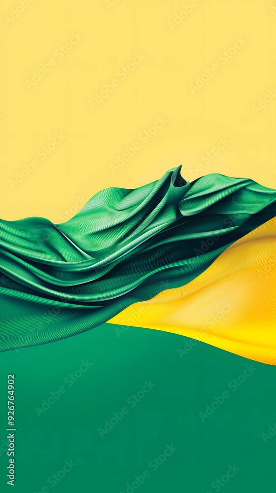 Canvas Prints Abstract green fabric draped over a yellow and green background.