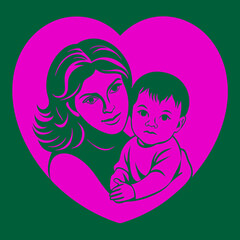 mom and child silhouette vector art illustration