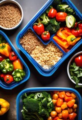 colorful meal prep containers filled fresh featuring variety vibrant healthy grains balanced nutrition, food, storage, organization, nutritious, recipes, ideas