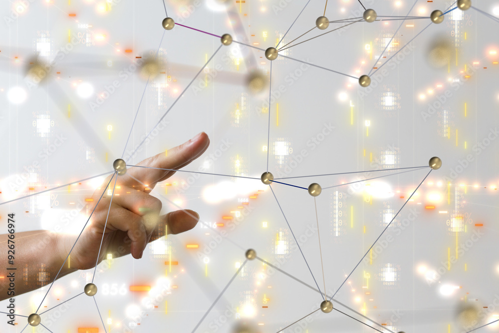 Aufkleber neural network 3d illustration. big data and cybersecurity