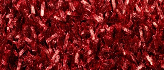 Fototapeta premium Vibrant red glitter tinsel background. Perfect for Christmas, New Year, and festive-themed designs.