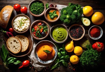 vibrant food visuals showcasing diverse array textures culinary inspiration appeal, appetizing, bowls, colorful, combination, cooking, desserts, dining