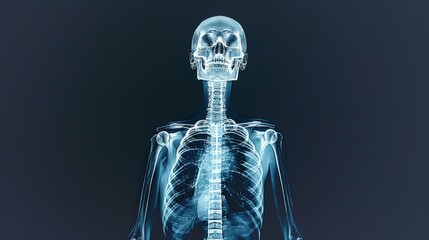 Detailed x ray image displaying realistic human skeleton structure with vivid clarity