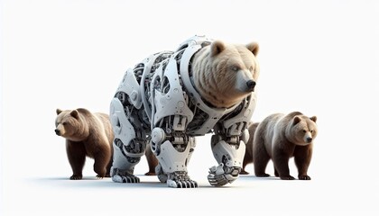 Robotic Bear Walking with Two Normal Bears.