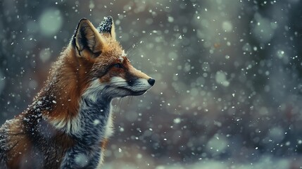 Obraz premium fox in the snowfall