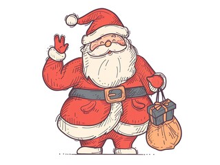 Obraz premium Santa Claus clipart simple illustration for kids. AI generated