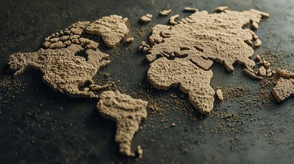 Natural landforms represented on a detailed world map