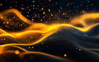 Obraz premium Abstract Golden Wave With Glittering Particles
