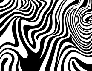 Abstract black and white wavy lines and curves, creating a dynamic and mesmerizing pattern create with ai
