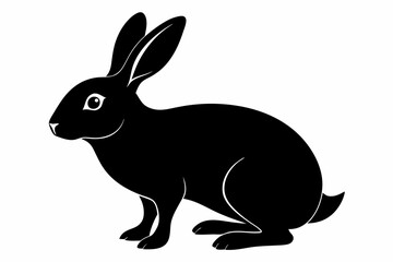  Rabbit sitting on the ground silhouette black color vector art illustration