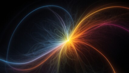 Naklejka premium Colorful and swirling light patterns contrasted against a dark backdrop.